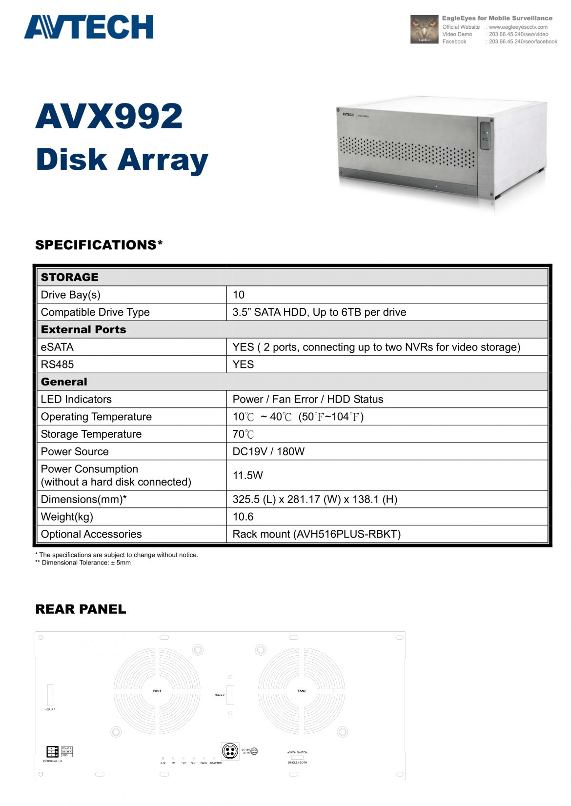 Ownload Array 10 10-bay Disk Array – AVX992 – Micro Zone